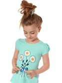 Girls\' blouse with flowers, mint NDZ8157 - Online store - Boutique